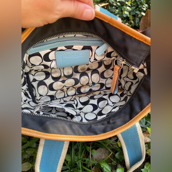 Coach Hampton 1941 Ladybug Blue Black Nylon
Leather Trim Mini Tote Bag - Picture 6 of 11